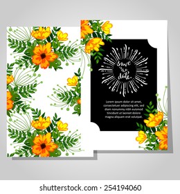 Wedding invitation cards with floral elements
