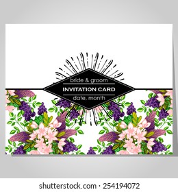 Wedding invitation cards with floral elements