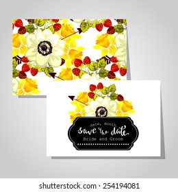 Wedding invitation cards with floral elements