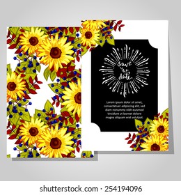 Wedding invitation cards with floral elements