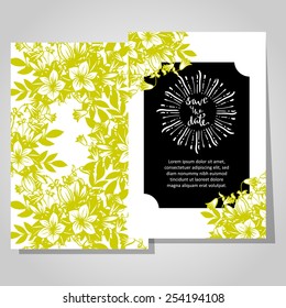 Wedding invitation cards with floral elements