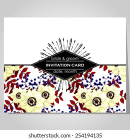 Wedding invitation cards with floral elements