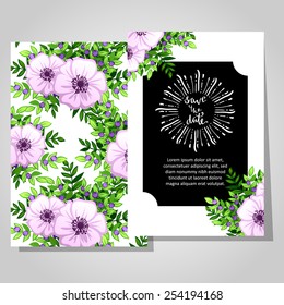 Wedding invitation cards with floral elements