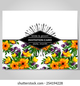 Wedding invitation cards with floral elements