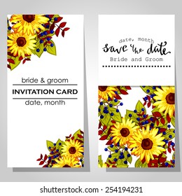 Wedding invitation cards with floral elements