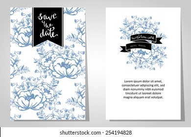 Wedding invitation cards with floral elements