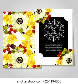 Wedding invitation cards with floral elements