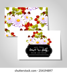 Wedding invitation cards with floral elements