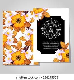 Wedding invitation cards with floral elements