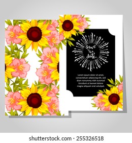 Wedding invitation cards with floral elements