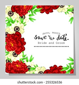 Wedding invitation cards with floral elements