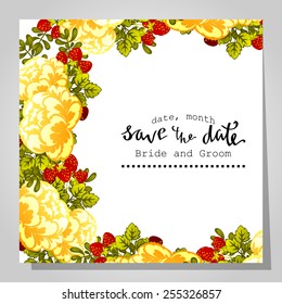 Wedding invitation cards with floral elements