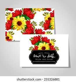 Wedding invitation cards with floral elements