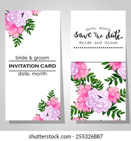 Wedding invitation cards with floral elements