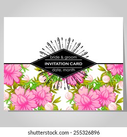 Wedding invitation cards with floral elements