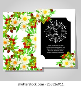 Wedding invitation cards with floral elements