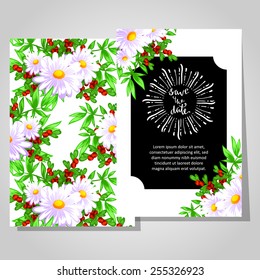 Wedding invitation cards with floral elements