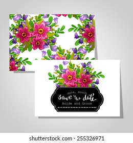 Wedding invitation cards with floral elements