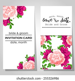 Wedding invitation cards with floral elements