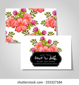 Wedding invitation cards with floral elements