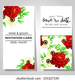 Wedding invitation cards with floral elements