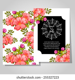 Wedding invitation cards with floral elements