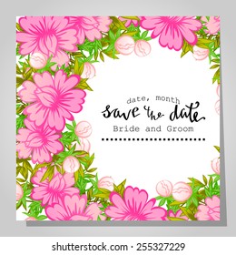 Wedding invitation cards with floral elements