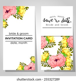 Wedding invitation cards with floral elements
