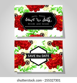 Wedding invitation cards with floral elements