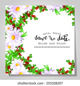 Wedding invitation cards with floral elements