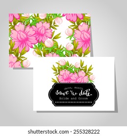 Wedding invitation cards with floral elements