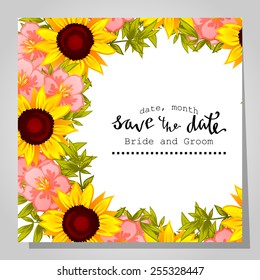 Wedding invitation cards with floral elements