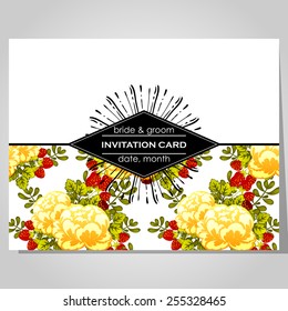 Wedding invitation cards with floral elements