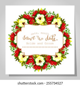 Wedding invitation cards with floral elements