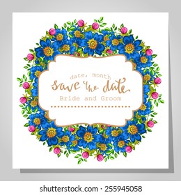 Wedding invitation cards with floral elements