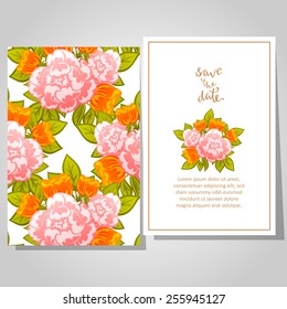 Wedding invitation cards with floral elements