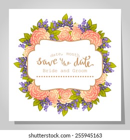 Wedding invitation cards with floral elements