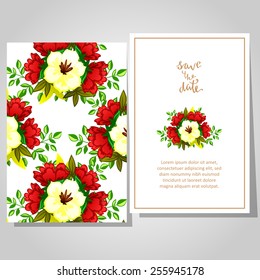 Wedding invitation cards with floral elements
