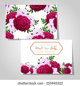 Wedding invitation cards with floral elements