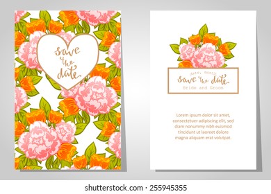 Wedding invitation cards with floral elements