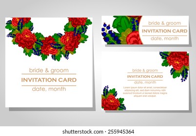Wedding invitation cards with floral elements