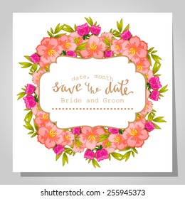 Wedding invitation cards with floral elements