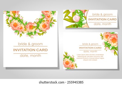 Wedding invitation cards with floral elements