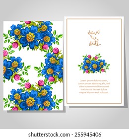Wedding invitation cards with floral elements