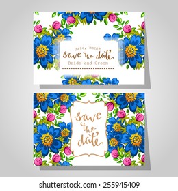 Wedding invitation cards with floral elements