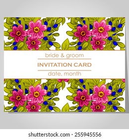 Wedding invitation cards with floral elements