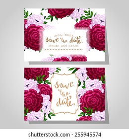 Wedding invitation cards with floral elements