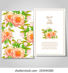Wedding invitation cards with floral elements
