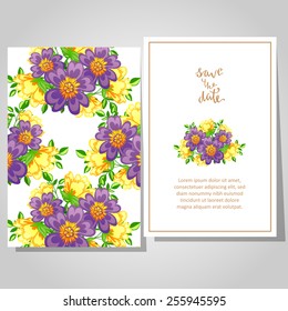 Wedding invitation cards with floral elements