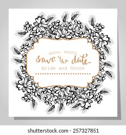 Wedding invitation cards with floral elements